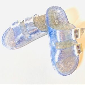 Cat & Jack Susan Jelly Sandal Summer Beach Shoe Girl 13 - 1 Silver Glitter NWT